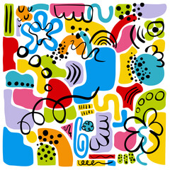 Colorful abstract doodle composition illustration