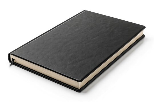 Closed Black Leather Notebook on a White Background Ready for New Ideas