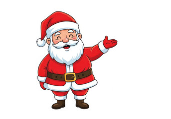 Cartoon illustration of santa claus standing and gesturing with his hand, isolated on white background