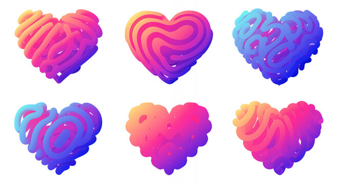 watercolor hearts collection vector illustration