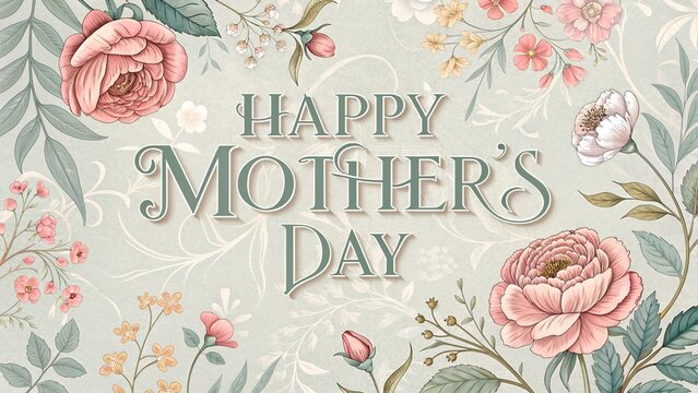 Happy mothers day greeting card with roses - Powered by Adobe