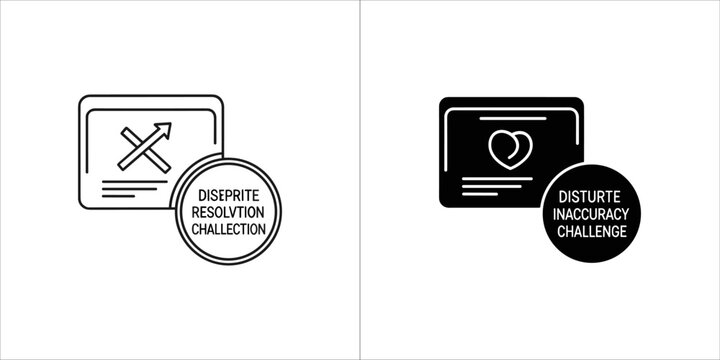 Two icons, one line art and one solid black, representing dispute resolution and inaccuracy challenge