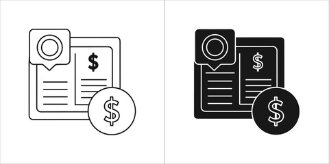 Financial document with dollar sign and speech bubble icon, financial concept