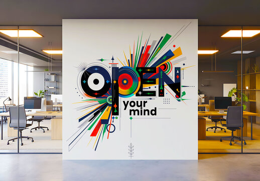 Realistic Office Wall Mockup on Minimal Workspace for Interior Design