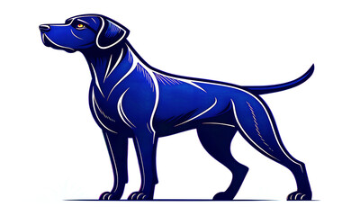 Black and white great dane dog silhouette vector illustration isolated on white