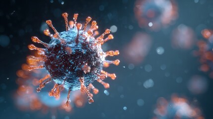 Fototapeta premium microscopic view of a virus particle with spiky protrusions