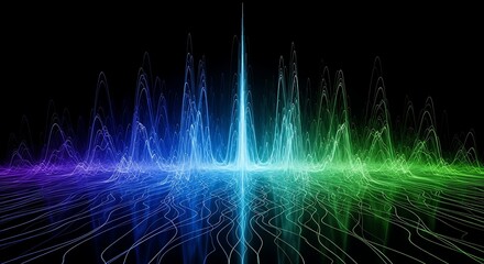 Abstract waveform with vibrant colors against a dark background