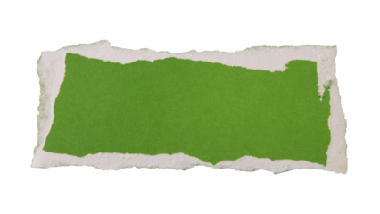 Green torn paper edge sheet isolated on transparent background