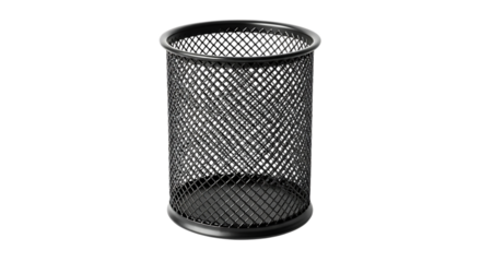 Black Metal Mesh Wastebasket on Black Background 876c7ba5fb3d1638c1f4707765af4a16dr isolated on a transparent background
