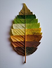 Colorful gradient leaf showcasing the beauty of nature's transition through seasons