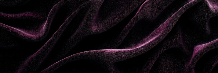Luxurious black velvet texture background with soft folds and subtle highlights