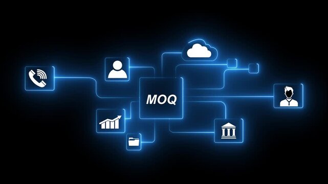 Business MOQ Cloud Network Icons Connection Concept Digital Technology Communication Partnership Growth Analysis Teamwork Ideas Innovation Security