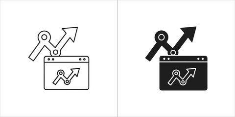 Website analytics black glyph icon data analysis