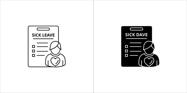 Sick leave black glyph icon absence from work