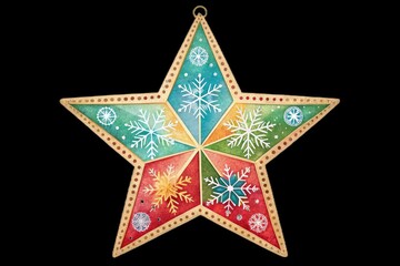 Colorful Star Decoration With Snowflakes for Holiday Celebrations