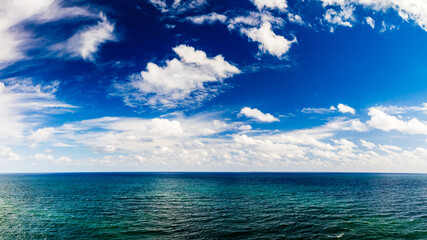 panoramic drone view of clouds over ocean