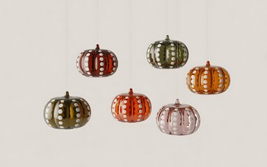 Colorful Glass Pumpkins Hanging Festive Autumn Decor