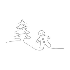Gingerbread man walking towards a Christmas tree cookie