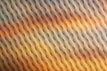 Abstract diagonal wavy stripe pattern with a warm gradient of gold, orange, and gray. Modern, corrugated metallic texture.