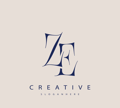 Sophisticated and stylish letter logo design featuring the combination of the letters Z and E in dark blue color scheme perfect for branding stationery website headers or social media graphics