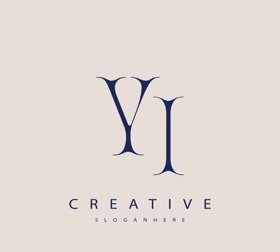 Sophisticated and stylish letter logo design featuring the combination of the letters Y and I in dark blue color scheme perfect for branding stationery website headers or social media graphics
