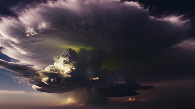 Dramatic Cumulonimbus Cloud Formation with Anvil Top and Intense Storm Activity.