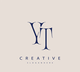 Sophisticated and stylish letter logo design featuring the combination of the letters Y and T in dark blue color scheme perfect for branding stationery website headers or social media graphics