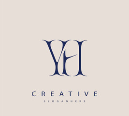 Sophisticated and stylish letter logo design featuring the combination of the letters Y and H in dark blue color scheme perfect for branding stationery website headers or social media graphics