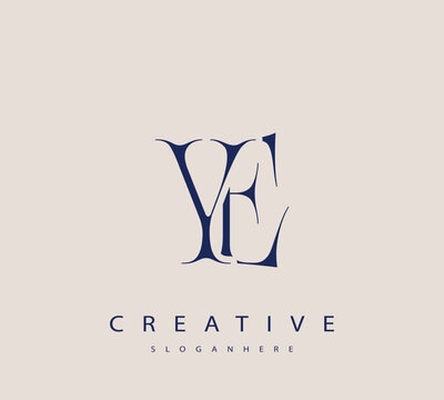 Sophisticated and stylish letter logo design featuring the combination of the letters Y and E in dark blue color scheme perfect for branding stationery website headers or social media graphics