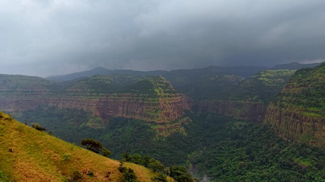 View of Sahyadri mountains from veranda Ghat, Maharashtra, India 