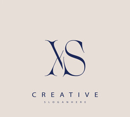 Sophisticated and stylish letter logo design featuring the combination of the letters X and S in dark blue color scheme perfect for branding stationery website headers or social media graphics