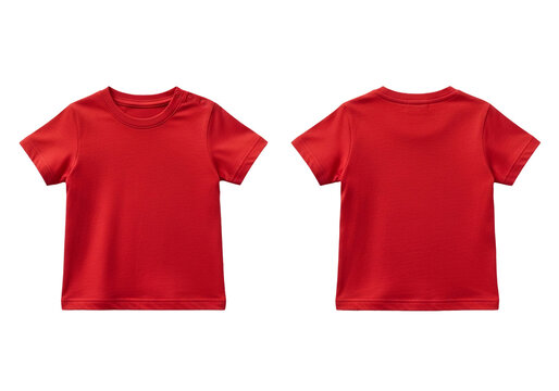 Blank red crew neck t-shirt template shown from the front and back. Casual cotton apparel mockup isolated on a white background for design