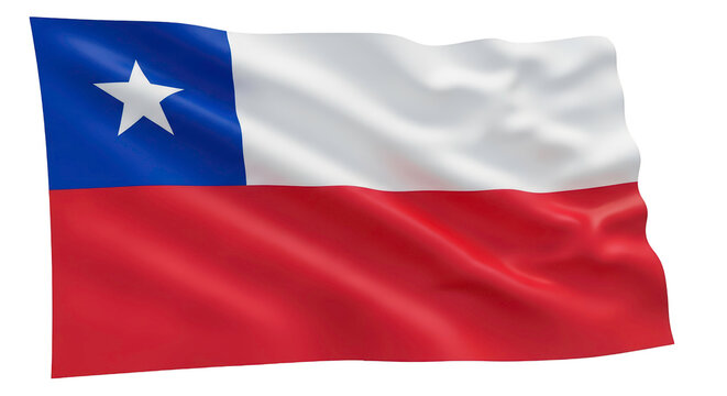 Vibrant waving national flag of the Republic of Chile with its prominent star, high quality transparent PNG file (चिली झंडा)