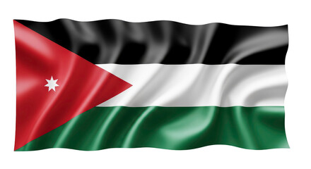 Obraz premium Waving national flag of Palestine with its distinctive black, white, green, and red stripes, transparent PNG (फिलिस्तीन झंडा)