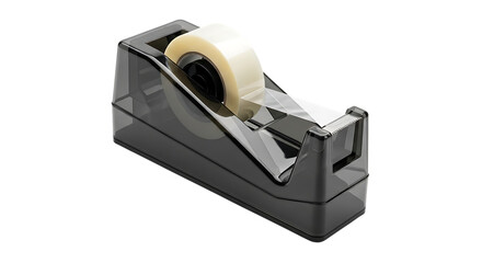 Transparent tape dispenser with roll of tape office supplies isolated on a transparent background