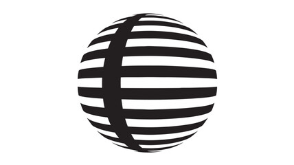 Abstract striped globe vector illustration simple black and white design isolated on white background