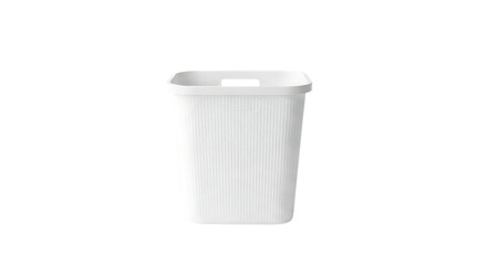 White laundry basket with handle isolated on a transparent background
