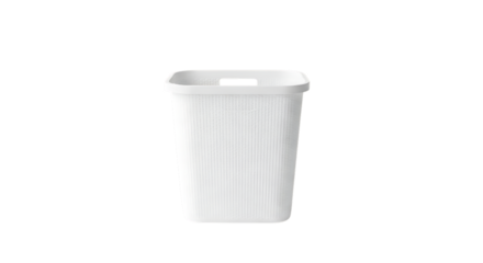 White laundry basket with handle isolated on a transparent background
