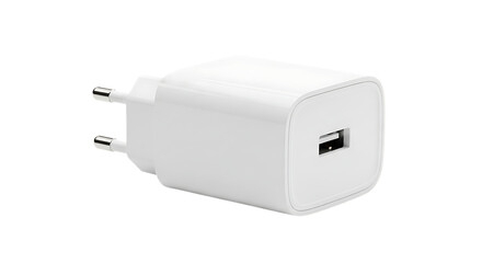 White USB Wall Charger Adapter USB charger wall adapter isolated on a transparent background