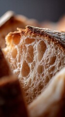 Sourdough bread close-up showing texture and crumb