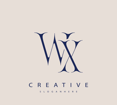 Sophisticated and stylish letter logo design featuring the combination of the letters W and X in dark blue color scheme perfect for branding stationery website headers or social media graphics