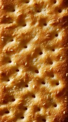 Golden brown cracker with sesame seeds texture