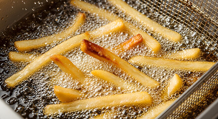 french fries. cooking french fries. 