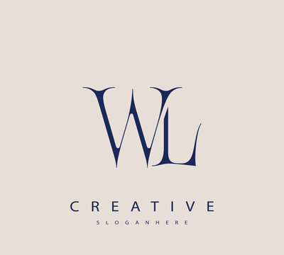 Sophisticated and stylish letter logo design featuring the combination of the letters W and L in dark blue color scheme perfect for branding stationery website headers or social media graphics