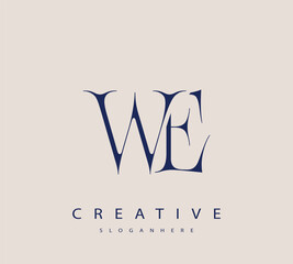 Sophisticated and stylish letter logo design featuring the combination of the letters W and E in dark blue color scheme perfect for branding stationery website headers or social media graphics