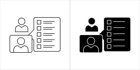 Interview icon, job application and candidate list