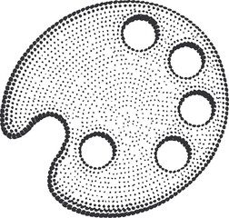 Realistic Halftone Artist Palette Illustration – Black Dotted Painting Tool Icon
