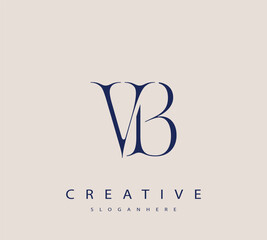 Sophisticated and stylish letter logo design featuring the combination of the letters V and B in dark blue color scheme perfect for branding stationery website headers or social media graphics