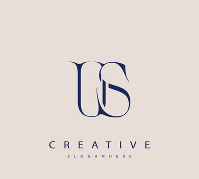 Sophisticated and stylish letter logo design featuring the combination of the letters U and S in dark blue color scheme perfect for branding stationery website headers or social media graphics