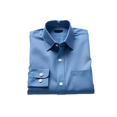 Photo of folded, men's dress shirt isolated on transpatent background